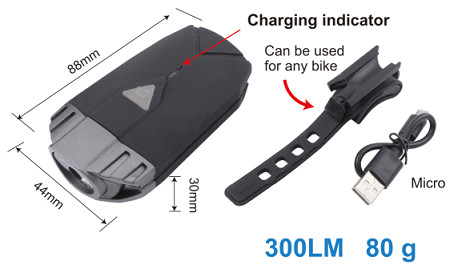 USB Charging Rechargeable LED Cycle Lights 1.3in , Low Brightness USB Bike Front Light