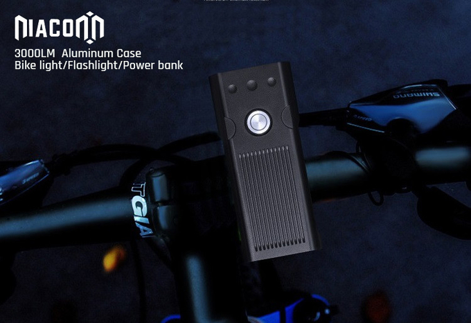 IPX5 Waterproof Bike Front Led Light 30W 3000lm Aluminum Case Power Bank Flashlight
